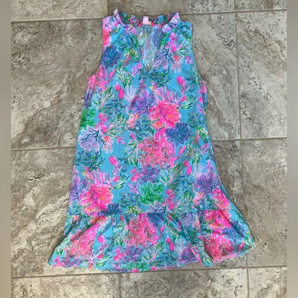 LILLY PULITZER “Celestial Blue Cay To My Heart” Malone Dress in Blue/Pink, M - Picture 10 of 10
